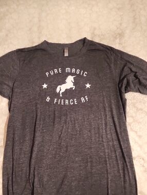 Next Level Apparel Dark Heather Gray Tee with Label Detail
